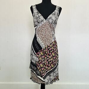 Vintage Women's Patchwork Floral and Lace Blumarine Bodycon Dress